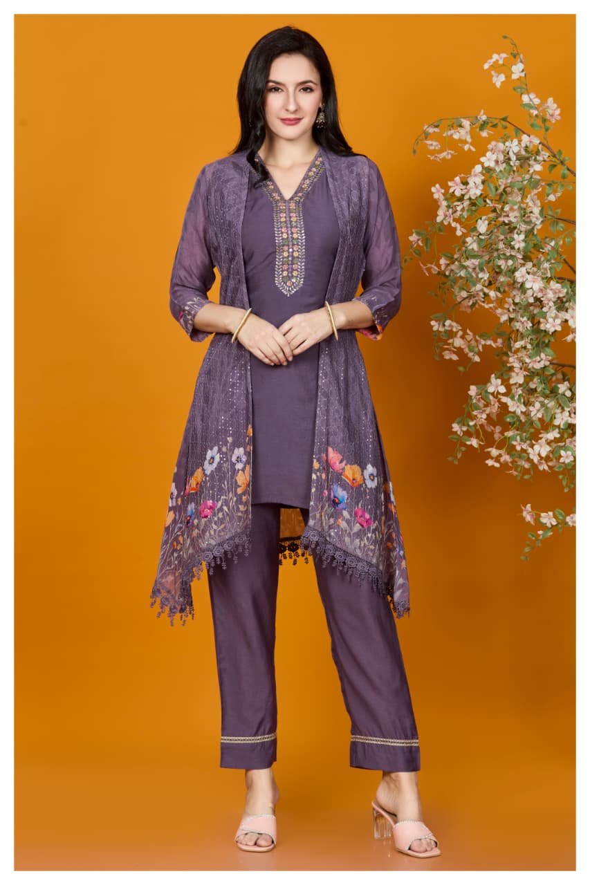 Shree Shanti Selection - Purple Kurti Set